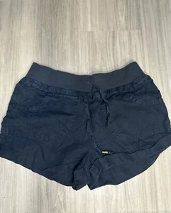Low Rise Breezy Summer Shorts Linen Beach Womens Small Navy - Picture 1 of 3
