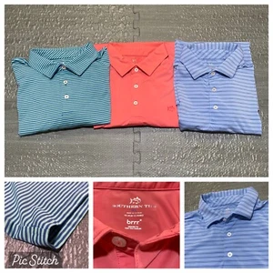 Lot 3 Southern Tide Shirts Polo Brr Performance Blue Green Mens XL Striped Golf - Picture 1 of 24