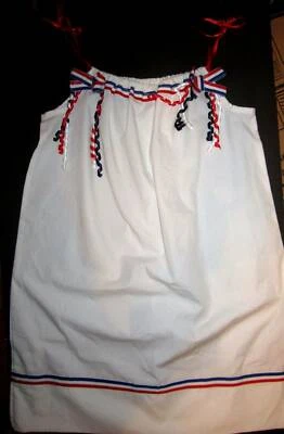 Handmade Pillowcase dress Red White & Blue Girls size 6-7 - Image 1 of 3
