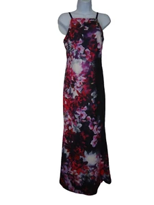 Womens Venus S small black floral long spaghetti straps dress NEW NWOT - Picture 1 of 2