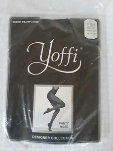 Yoffi Sheer Pantyhose Designer Collection Off Black Med-Tall vintage hosiery - Picture 1 of 4