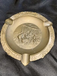 Vintage Rare Brass Cigar Ashtray Norleans Made in Italy Wine Making Scene - Picture 1 of 4