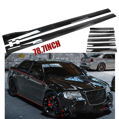 Side Skirt Extension Splitter Spoiler Lip 2m/78.7inch Glossy For Chrysler 300 C Foto 1 de 4