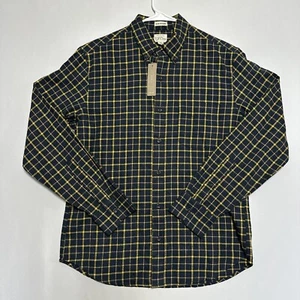 Camisa J Crew Sarga Cepillada Ajustada Franela Desescolada Hombres Med Azul Amarillo Cuadros Nueva con Etiquetas - Imagen 1 de 7