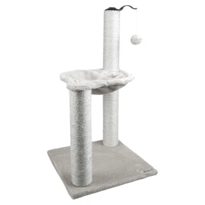 Flamingo Kratzbaum Amanda grau 40x40x73cm mit Hängematte & Spielball - Bild 1 von 2