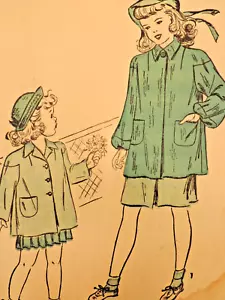 1940s Girls Advance #4549 Boxed Drop Shoulder Coat Sz 8 B26 Factory Folded - Picture 1 of 7