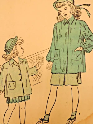 1940s Girls Advance #4549 Boxed Drop Shoulder Coat Sz 8 B26 Factory Folded - Image 1 of 4
