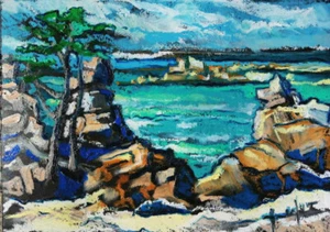 CÔTE d'ARMOR : PORT-BLANC - Pastel à l'Huile ORIGINALE, signée - Picture 1 of 1