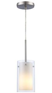 Brushed Nickel, Modesto Collection Dual Glass Cylindrical Shade 1-Light Pendant