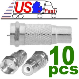 10 Pcs F Type Male to RCA Female Coax Coaxial Cable Adapter Connector Converter - Picture 1 of 1