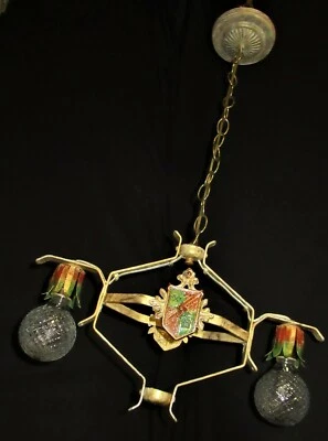 ВИНТАЖНАЯ КОВАНАЯ ГОТИЧЕСКАЯ ЛИТАЯ МЕТАЛЛИЧЕСКАЯ ПОТОЛОЧНАЯ ЛЮСТРА ЭПОХИ ДЕКО 1920 - Изображение 1 из 4