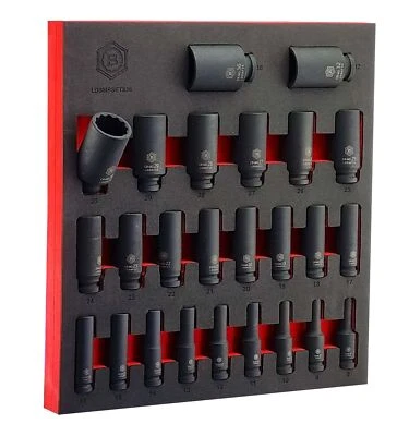 25Pc 1/2" Drive Deep Impact 12-Point Socket Set 8-36mm - Britool Hallmark - Image 1 of 4