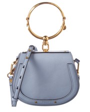 Chloe Small Nile Leather & Suede Bracelet Bag, Blue