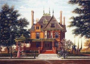Victorian Queen Anne Fort Worth Texas McFarland Home Matted Art SIGNED Souders  - Bild 1 von 1