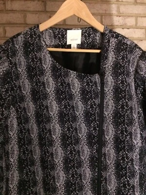 SEJOUR Women's 18W Snakeskin Print Jacket Topper Blazer Black Gray Nordstrom - Image 1 of 4