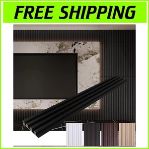 Elegant 3D Slat Wall Panel Set - 6-Pack Black Textured Wood Plastic Composite - Picture 1 of 8