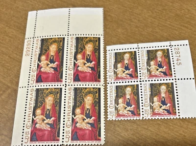 USA Scott #1336 and #1321...Madonna & Child Plate Blocks, Large & small. 5c, MNH - Image 1 of 2
