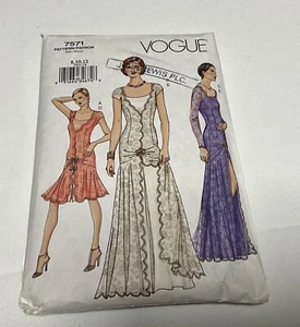 Vogue 7571 Sewing Pattern 20s Flapper Dress Close Fitting Flared Slip 8 10 12 - Picture 1 of 3