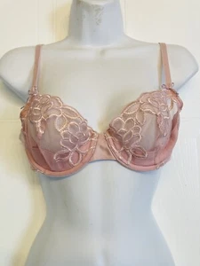 Wacoal 65781 Seductress Semi Demi Sheer Floral Embroidered Bra Size 34B Pink - Picture 1 of 9