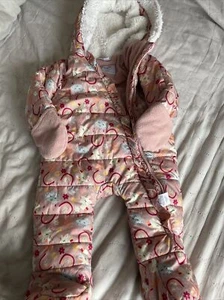 M&co Unicorn Rainbow Girls Pink Baby Age 6-9 Months Snowsuit All In One - Picture 1 of 6