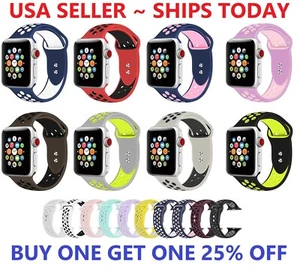 Silicone Sport Band 38mm 42mm For Nike+ Apple Watch Series 1 2 3 4 5 6 SE - Picture 1 of 30