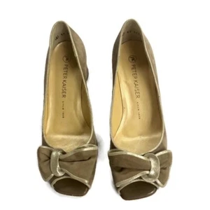 Peter Kaiser Pumps offene Zehenpartie Schleife beige Wildleder Gr. US 6,5/UK 4/EUR 37 Schuhe - Bild 1 von 9