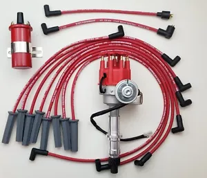 PONTIAC 350 389 400 455 SMALL CAP HEI DISTRIBUTOR + 8.5mm USA WIRES + RED Coil - Picture 1 of 7