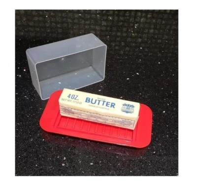 Standard Butter Dish Red Base Smoked Clear Top Best For West Coast Bars Red - Image 1 of 4