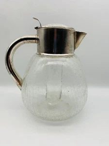 Kalte Ente Versilbert Eiskühler Glas Eis Splitter Optik Karaffe Kristallglas - Bild 1 von 7