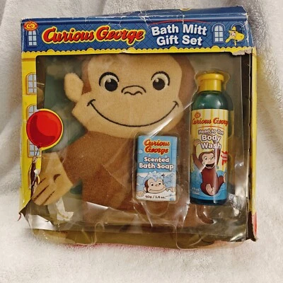 VINTAGE Curious George Collectibles Bath Mitt Gift Set - Image 1 of 2