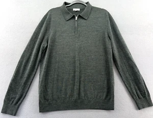 Reiss Sweater Mens Size Large Grey Long Sleeve 1/4 Zip Pullover Wool - Picture 1 of 8