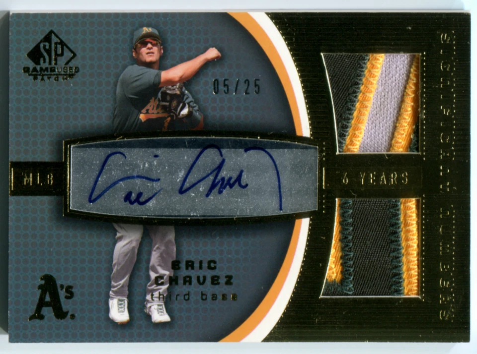 2004 SP Game Used Significant Numbers ERIC CHAVEZ Auto Dual 3 Color Patch #/25 - Image 1 of 1