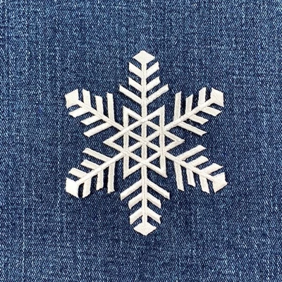 White Snowflake Applique Patch - Large Embroidered Snow Badge 3.25" (Iron On) - Image 1 of 2