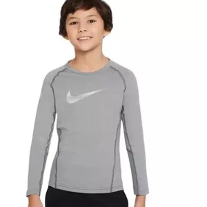 Nike‼️🔥 Nike Pro Warm Big Kids (Boys) Long-Sleeve Top Carbon XL Top Grey - Picture 1 of 13