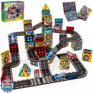 Magnetfliesen Road Set | Magna Fliesen Rennbahn, magnetisches Autorennen Magnati - Bild 1 von 5