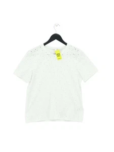 COS Women's Top S White Polkadot 100% Cotton Short Sleeve Crew Neck Basic - Picture 1 of 5