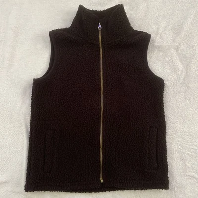 Old Navy Girls Small (6-7) Black Sherpa Zip Up Vest Pockets - Image 1 of 4