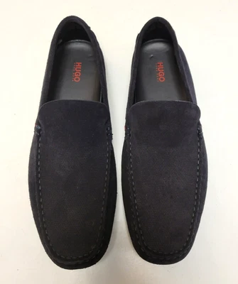 Zapatos HUGO BOSS Informales Sin Cordones Conductor Hombres EE. UU. 11 UE 44 Mocasín Gamuza Cuero NEGROS Foto 1 de 4