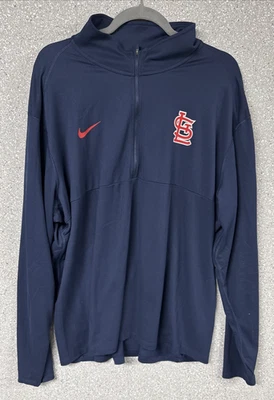 ST. LOUIS CARDINALS MLB Nike Lightweight Half Zip Jacket Navy Men's 3XL Used - Image 1 of 4