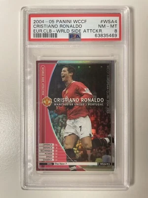 2004-05 Panini WCCF Cristiano Ronaldo Rookie Card Refractor Manchester Utd PSA 8 - Image 1 of 2