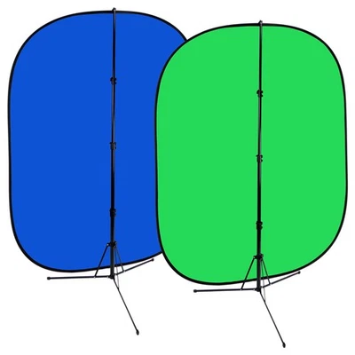 5'x7' Collapsible Chromakey Green + Blue 2-in-1 Background, Backdrop kit w/St... - Image 1 of 4