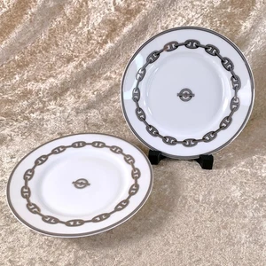 Hermes Butter Brotteller Chaine d'Ancre Platin 2er Set Porzellan Geschirr - Bild 1 von 15