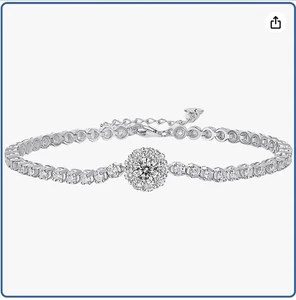 Moissanite Tennis Bracelet – 10.5-14 Carat D Color VVS1 Lab-Grown Stones-4mm - Picture 1 of 6
