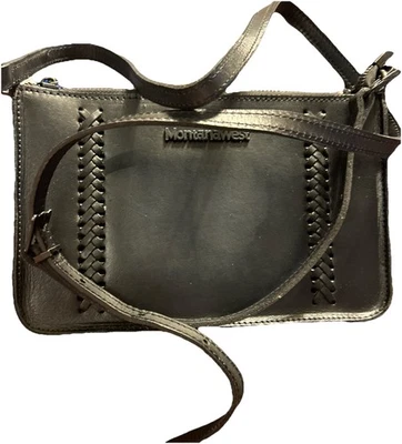 Bolso sin asas/cartera bandolera Montana West Whipstitch negro cierre de cremallera Foto 1 de 4
