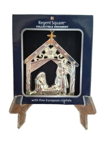 Silberne Krippe Heilige Familie Weihnachtsschmuck 2016 Kristalle glänzend hängend - Bild 1 von 5