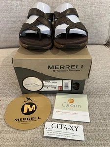 NEU Merrell Sundial Cross Damen-Sandalen antik Messing Leder 9 bequeme Keilabsatz - Bild 1 von 12