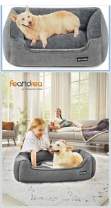 Feandrea Hund PGW12GG Bett groß waschbar, weich kuschelig grau Hundesofabett Welpenbett - Bild 1 von 6