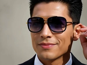 Hombres Gafas de sol Diseñador Moda Retro Cuadrado Elegante Vintage Marco de Metal Dorado Grande - Imagen 1 de 13