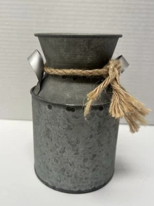 💥Rustic Decorative Metal Jug Silver Grey Milk Can W Twine 7 Inch 1 Day Ship!👍 - Picture 1 of 8