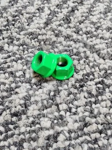 Bmx Axle Nuts 26 TPI for 3/8" Axles Day Glow Green Old School Bmx Set of 4 - Picture 1 of 2